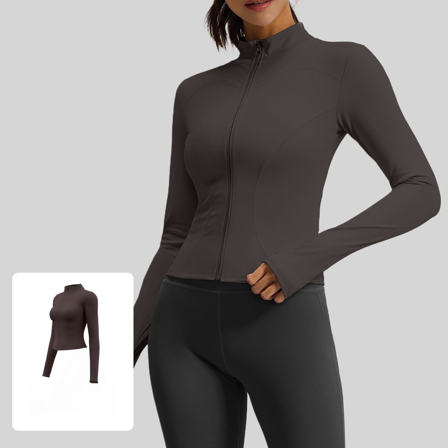 Wear long-sleeved tight yoga clothes outside, fitness, running, yoga