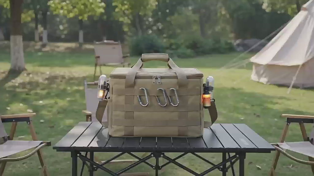 Tactical Large‑Capacity Insulated Cooler Bag, Portable Outdoor Storage Bag for Camping Picnic Tableware Cookware Gear
